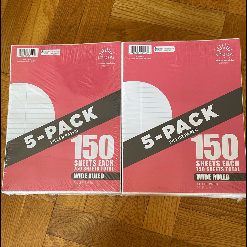 Notebook Paper Norcom 5-pack Filler Paper